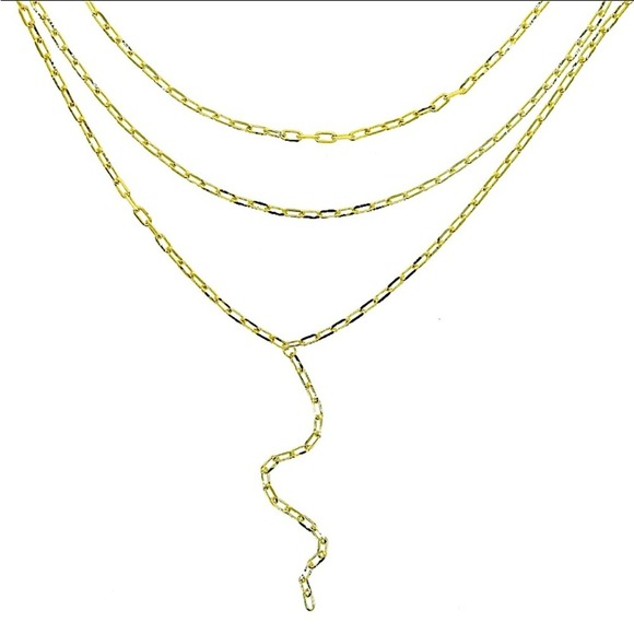 Gold Plated Paperclip Necklace, Multilayer, Minimalist, Boho, Statement - Picture 6 of 6